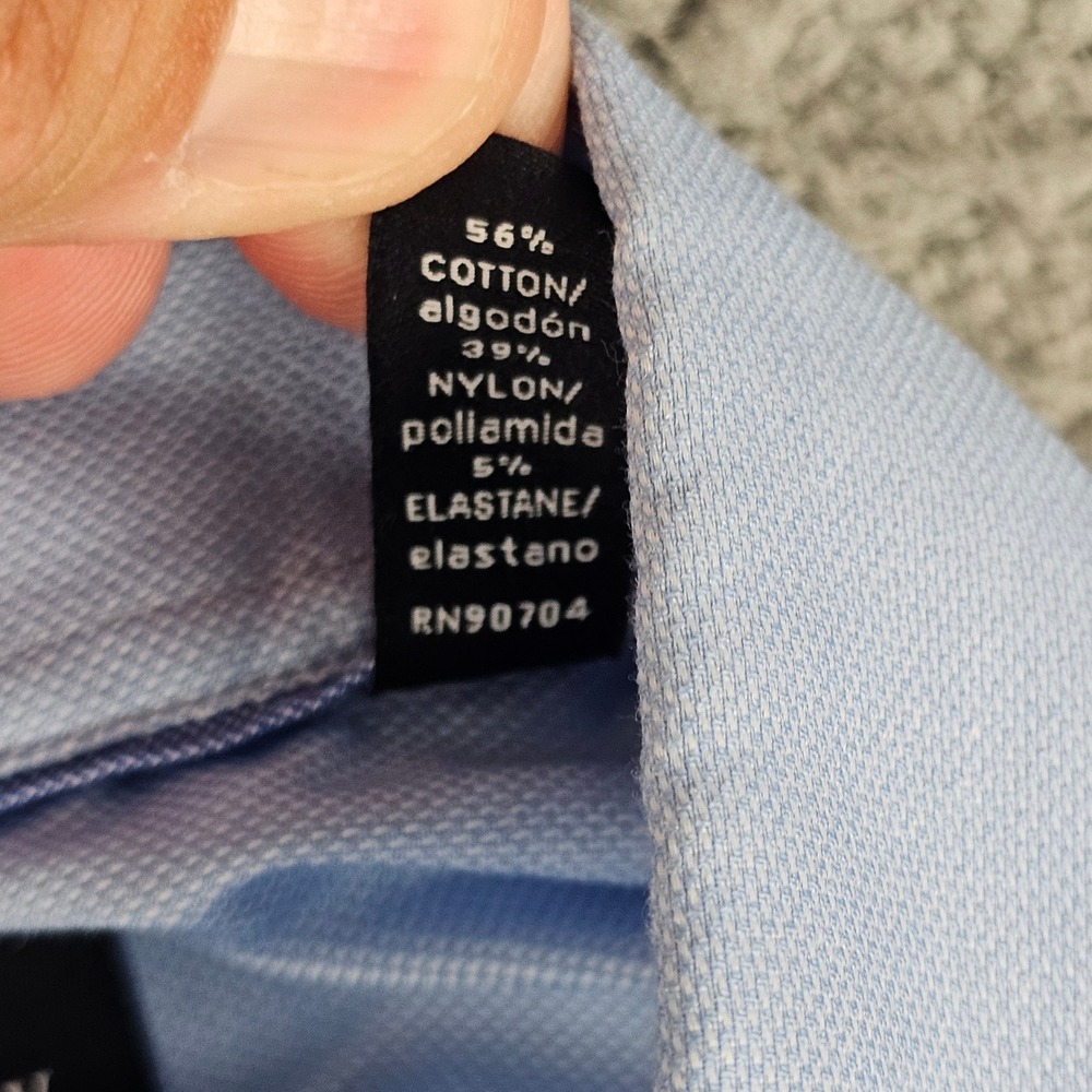 Psycho Bunny Button Down Men 16 34/35 Blue Modern Fit Stretch Non Iron Logo Cuff - Picture 10 of 12